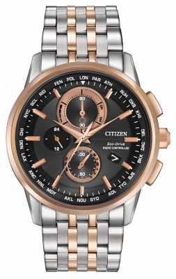 Citizen Mens Eco-Drive World Chrono A-T Steel & Rose Gold AT8116-57E Citizen Mens Eco-Drive World Chrono A-T Steel & Rose Gold AT8116-57E