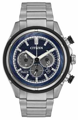 Citizen Mens Titanium Eco-Drive Titanium Silver Blue CA4240-82L Citizen Mens Titanium Eco-Drive Titanium Silver Blue CA4240-82L