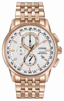 Citizen Mens Eco Drive World Chrono A-T Rose Gold Tone AT8113-55A Citizen Mens Eco Drive World Chrono A-T Rose Gold Tone AT8113-55A