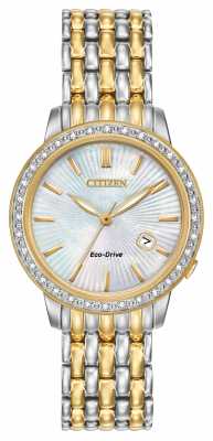 Citizen Womens 32 Diamond Two-Tone Gold Plated Pearl Dial EW2284-57D Citizen Womens 32 Diamond Two-Tone Gold Plated Pearl Dial EW2284-57D