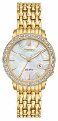Citizen Womens Silhouette 32 Diamond, Gold Plate, Pearl Dial Eco EW2282-52D Citizen Womens Silhouette 32 Diamond, Gold Plate, Pearl Dial Eco EW2282-52D