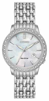 Citizen Womens Silhouette Diamond Stainless Steel Pearl Dial EW2280-58D Citizen Womens Silhouette Diamond Stainless Steel Pearl Dial EW2280-58D