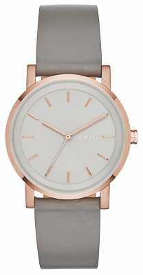 DKNY Womens SoHo Grey Leather Strap Rose Gold PVD NY2341 DKNY Womens SoHo Grey Leather Strap Rose Gold PVD NY2341