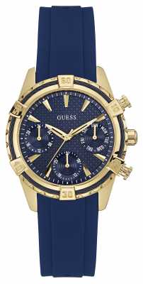 Guess Womens Catalina Blue Strap And Gold Case W0562L2 Guess Womens Catalina Blue Strap And Gold Case W0562L2
