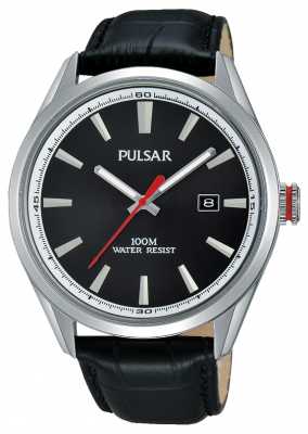 Pulsar Mens Black Leather Strap Black Dial PS9375X1 Pulsar Mens Black Leather Strap Black Dial PS9375X1