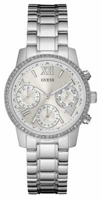 Guess Womens Mini Sunrise Silver Stainless Steel W0623L1 Guess Womens Mini Sunrise Silver Stainless Steel W0623L1