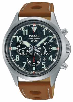 Pulsar Mens Chrono Brown Leather Strap Black Dial PX5023X1 Pulsar Mens Chrono Brown Leather Strap Black Dial PX5023X1