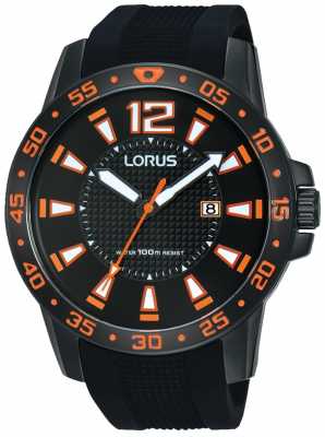 Lorus Mens Black Rubber Strap Black Dial RH931FX9 Lorus Mens Black Rubber Strap Black Dial RH931FX9