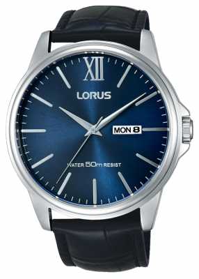 Lorus Mens Black Leather Strap Blue Dial RXN17DX9 Lorus Mens Black Leather Strap Blue Dial RXN17DX9