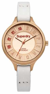 Superdry Womens White Leather Strap Rose Gold Dial SYL169W Superdry Womens White Leather Strap Rose Gold Dial SYL169W