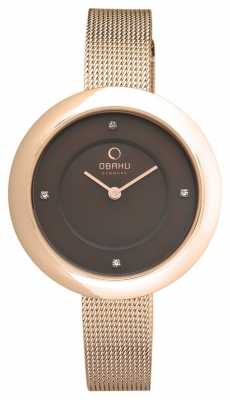 Obaku Womens Rose Gold PVD Mesh Black Dial V162LXVNMV Obaku Womens Rose Gold PVD Mesh Black Dial V162LXVNMV