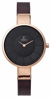 Obaku Womens Brown Mesh Bracelet Rose Gold PVD V149LXVNMN Obaku Womens Brown Mesh Bracelet Rose Gold PVD V149LXVNMN