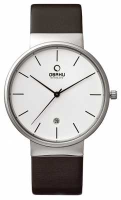 Obaku Mens Brown Leather Strap White Dial V153GDCIRN Obaku Mens Brown Leather Strap White Dial V153GDCIRN