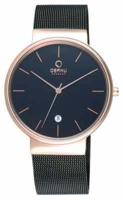 Obaku Mens Black Mesh Bracelet Black Dial V153GDVBMB Obaku Mens Black Mesh Bracelet Black Dial V153GDVBMB
