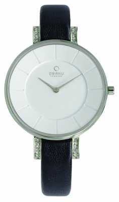 Obaku Womens Black Leather Strap Silver Dial V158LECIRB Obaku Womens Black Leather Strap Silver Dial V158LECIRB