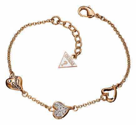 Guess Womens Triple Heart Station Rose Gold Plate UBB71332 Guess Womens Triple Heart Station Rose Gold Plate UBB71332