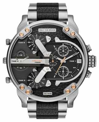 Diesel Mens Mr Daddy 2.0 Black Leather Stainless DZ7349 Diesel Mens Mr Daddy 2.0 Black Leather Stainless DZ7349