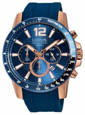 Lorus Mens Blue Silicone Strap Rose Gold RT392EX9 Lorus Mens Blue Silicone Strap Rose Gold RT392EX9