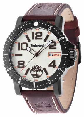 Timberland Mens Hyland Brown Leather Strap Beige Dial 14479JSB/07 Timberland Mens Hyland Brown Leather Strap Beige Dial 14479JSB/07