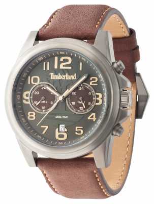 Timberland Mens Pickett Brown Leather Strap Grey Dail 14518JSU/61A Timberland Mens Pickett Brown Leather Strap Grey Dail 14518JSU/61A