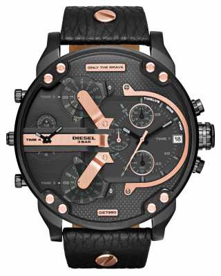 Diesel Mens Mr Daddy 2.0 Black Leather Rose Gold DZ7350 Diesel Mens Mr Daddy 2.0 Black Leather Rose Gold DZ7350