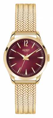 Henry London Holborn Gold Plated Mesh Deep Red Dial HL25-M-0058 Henry London Holborn Gold Plated Mesh Deep Red Dial HL25-M-0058