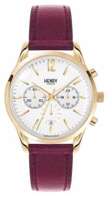 Henry London Holborn Deep Red Leather Strap Chrono HL39-CS-0070 Henry London Holborn Deep Red Leather Strap Chrono HL39-CS-0070