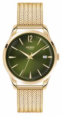 Henry London Chiswick Gold Plated Mesh Green Dial HL39-M-0102 Henry London Chiswick Gold Plated Mesh Green Dial HL39-M-0102