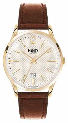 Henry London Westminster Brown Leather Strap Champagne HL41-JS-0016 Henry London Westminster Brown Leather Strap Champagne HL41-JS-0016