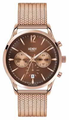 Henry London Harrow Rose Gold Plated Mesh Chronograph HL41-CM-0056 Henry London Harrow Rose Gold Plated Mesh Chronograph HL41-CM-0056