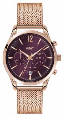 Henry London Hampstead Rose Gold Plated Mesh Chronograph HL39-CM-0088 Henry London Hampstead Rose Gold Plated Mesh Chronograph HL39-CM-0088