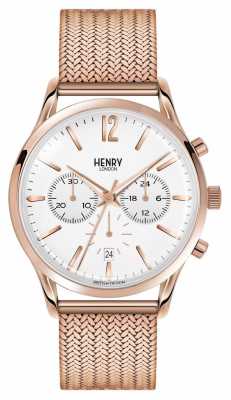 Henry London Richmond Rose Gold Plated Mesh Chronograph HL41-CM-0040 Henry London Richmond Rose Gold Plated Mesh Chronograph HL41-CM-0040