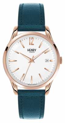 Henry London Stratford Blue Leather Strap White Dial HL39-S-0132 Henry London Stratford Blue Leather Strap White Dial HL39-S-0132
