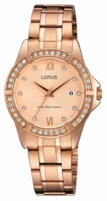 Lorus Womens Rose Gold Plated Rose Gold Dial RJ220BX9 Lorus Womens Rose Gold Plated Rose Gold Dial RJ220BX9