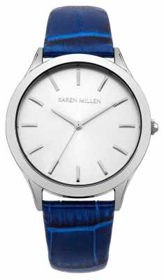 Karen Millen Ladies Blue Croc Leather Strap KM106U Karen Millen Ladies Blue Croc Leather Strap KM106U