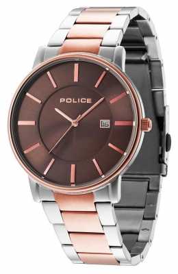 Police Mens London Two Tone Bracelet Grey Dial 14496JSTR/13M Police Mens London Two Tone Bracelet Grey Dial 14496JSTR/13M