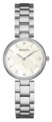 Bulova Womens Stainless Steel Bracelet White Dial 96S159 Bulova Womens Stainless Steel Bracelet White Dial 96S159