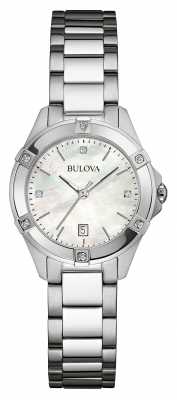 Bulova Womens Stainless Steel Diamond Set Silver Dia 96W205 Bulova Womens Stainless Steel Diamond Set Silver Dia 96W205