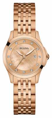 Bulova Womens Rose Gold Plate, Diamond Set Dial 97S112 Bulova Womens Rose Gold Plate, Diamond Set Dial 97S112