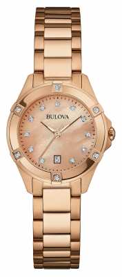 Bulova Ladies Rose Gold Plate, Diamond Watch 97W101 Bulova Ladies Rose Gold Plate, Diamond Watch 97W101