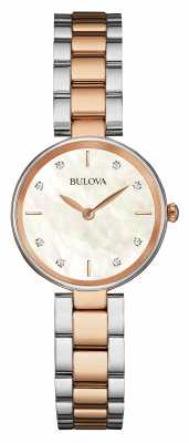 Bulova Womens Two Tone Mother Of Pearl Dial 98S147 Bulova Womens Two Tone Mother Of Pearl Dial 98S147