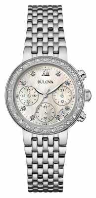 Bulova Ladies Stainless Steel Diamond Set Chrono 96W204 Bulova Ladies Stainless Steel Diamond Set Chrono 96W204