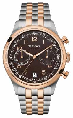 Bulova Mens Two Tone Bracelet Chronograph Black Dial 98B248 Bulova Mens Two Tone Bracelet Chronograph Black Dial 98B248