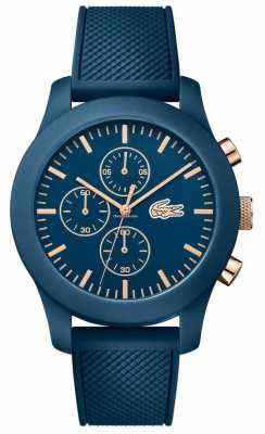 Lacoste Mens 12.12 Chrono Blue Silicone Strap Blue Dial 2010827 Lacoste Mens 12.12 Chrono Blue Silicone Strap Blue Dial 2010827