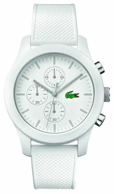 Lacoste Mens 12.12 Chrono White Rubber Strap white dial 2010823 Lacoste Mens 12.12 Chrono White Rubber Strap white dial 2010823