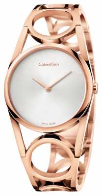 Calvin Klein Womens Round Rose Gold PVD Plated Silver Dial K5U2S646 Calvin Klein Womens Round Rose Gold PVD Plated Silver Dial K5U2S646