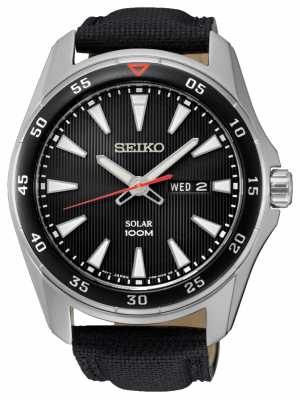 Seiko Mens Solar Black Canvas Strap SNE393P2 Seiko Mens Solar Black Canvas Strap SNE393P2