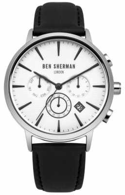 Ben Sherman Mens Black Leather Strap White Dial WB028W Ben Sherman Mens Black Leather Strap White Dial WB028W