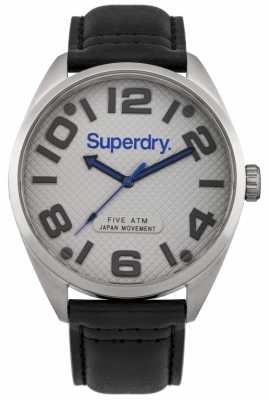 Superdry Mens Black Leather Strap Grey Dial SYG192BS Superdry Mens Black Leather Strap Grey Dial SYG192BS
