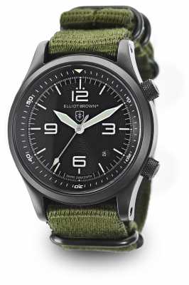 Elliot Brown Mens Canford Green Nylon Strap Black Dial 202-004-N01 Elliot Brown Mens Canford Green Nylon Strap Black Dial 202-004-N01